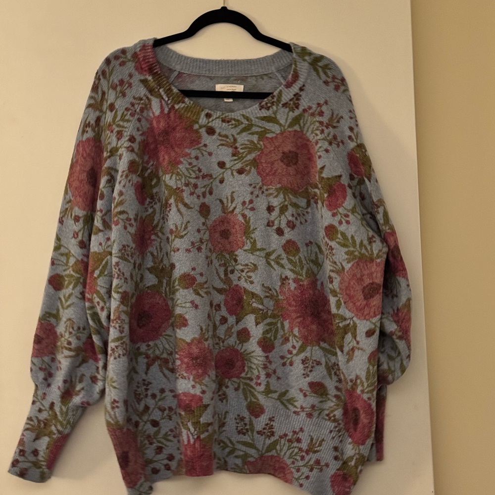 LC Lauren Conrad Floral Sweater - Blue and Pink